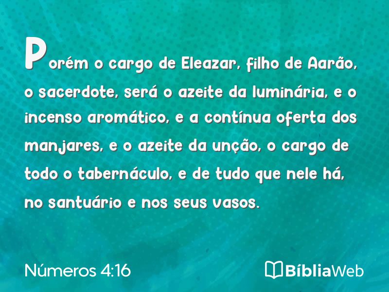 Números 4:16 em imagem para compartilhar