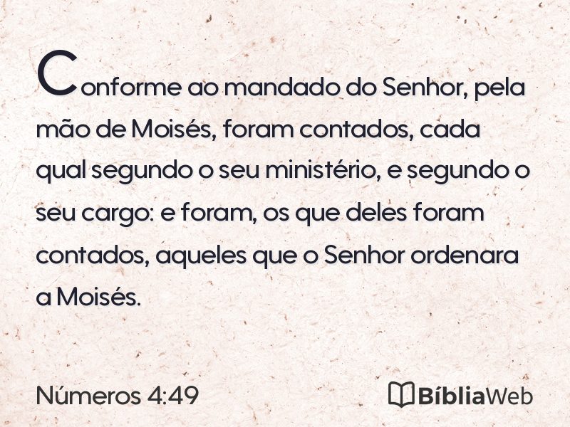 Números 4:49 em imagem para compartilhar