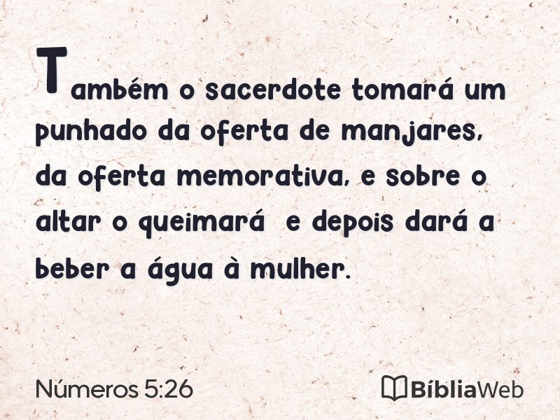 Números 5:26 em imagem para compartilhar