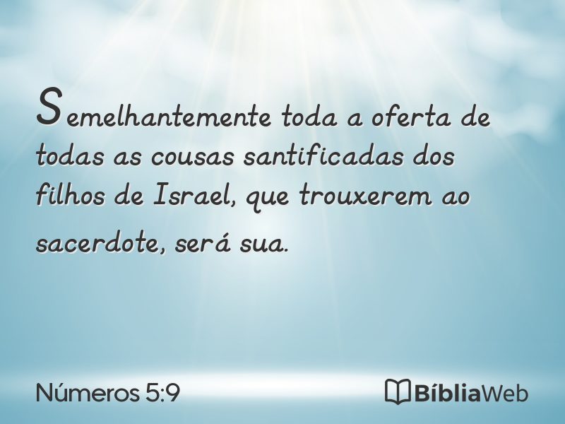 Números 5:9 em imagem para compartilhar
