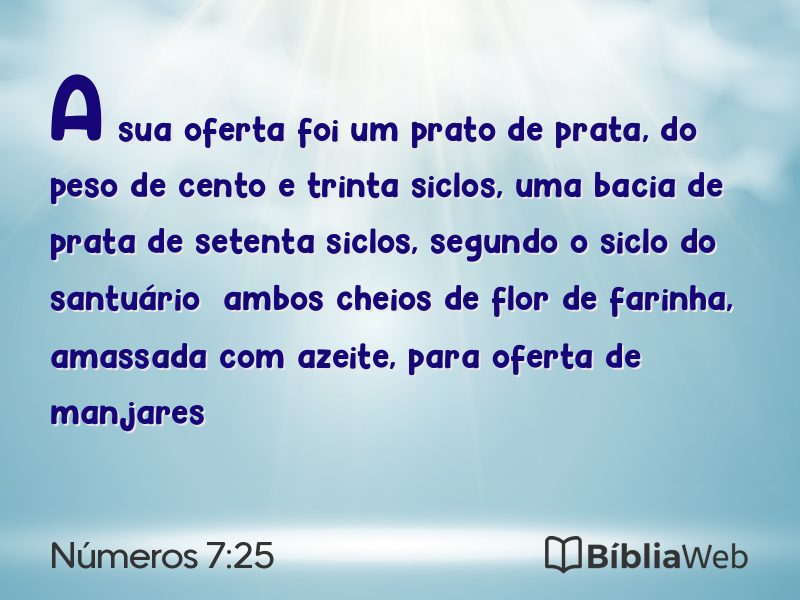 Números 7:25 em imagem para compartilhar