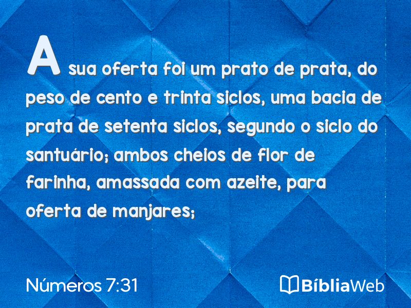 Números 7:31 em imagem para compartilhar