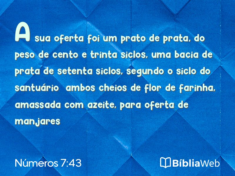 Números 7:43 em imagem para compartilhar