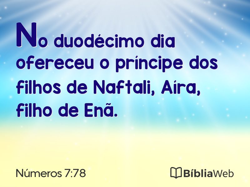 Números 7:78 em imagem para compartilhar