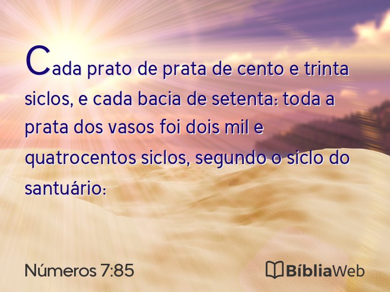 Números 7:85 em imagem para compartilhar