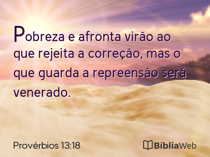 Provérbios 13:18 em imagem para compartilhar