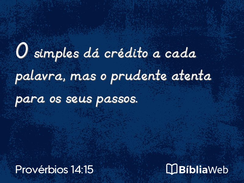 Provérbios 14:15 em imagem para compartilhar