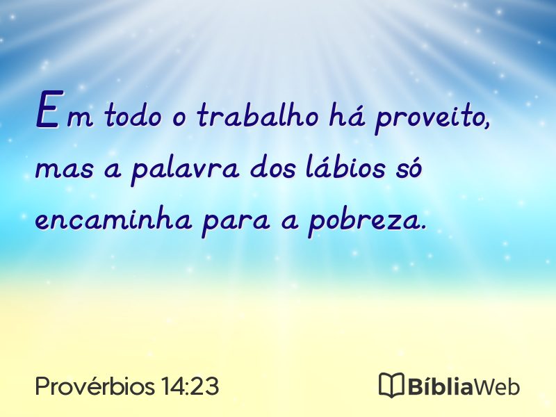 Provérbios 14:23 em imagem para compartilhar