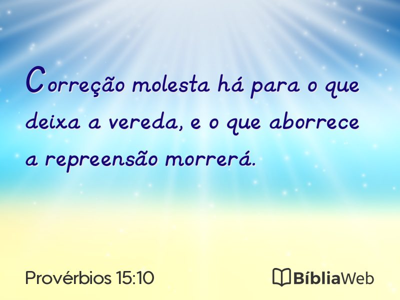 Provérbios 15:10 em imagem para compartilhar