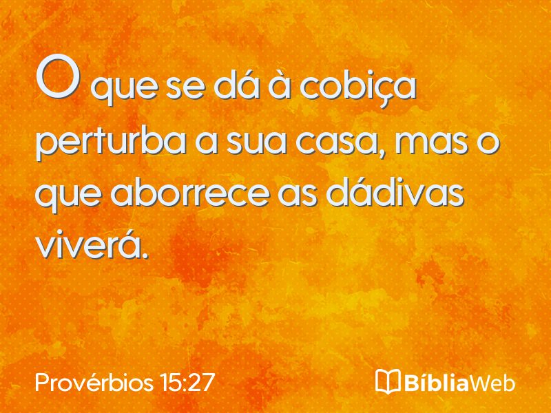 Provérbios 15:27 em imagem para compartilhar