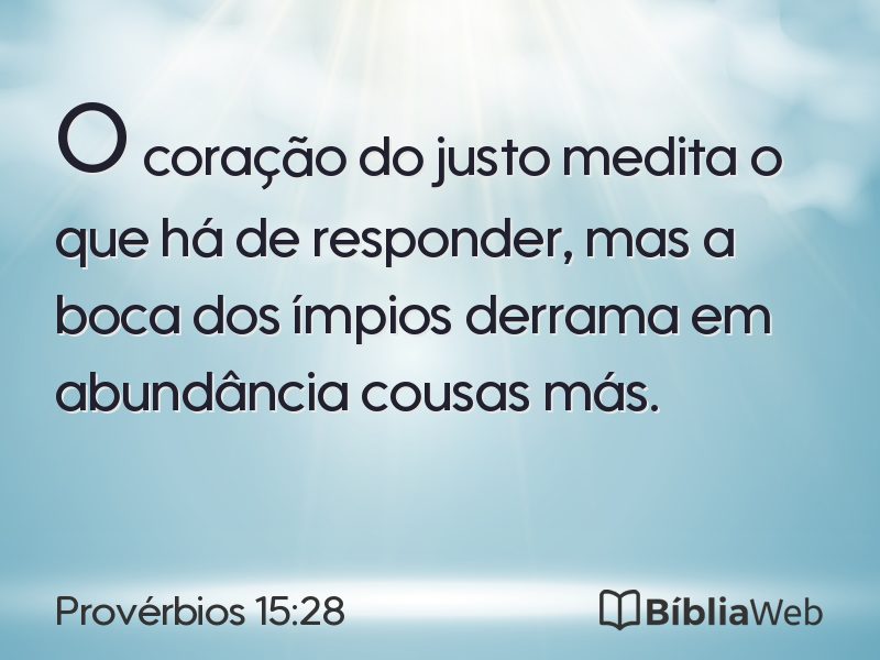 Provérbios 15:28 em imagem para compartilhar