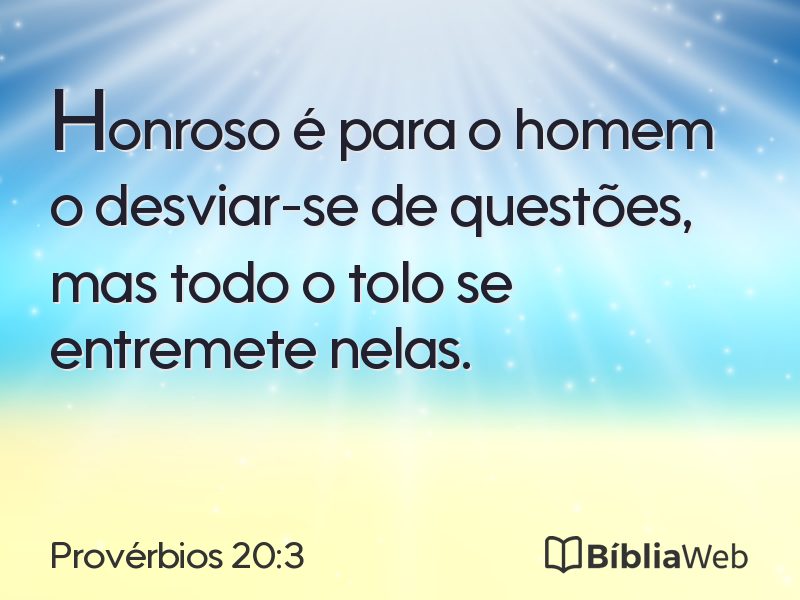 Provérbios 20:3 em imagem para compartilhar