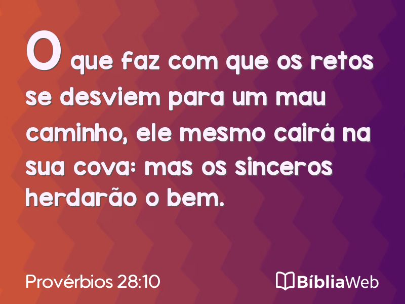 Provérbios 28:10 em imagem para compartilhar