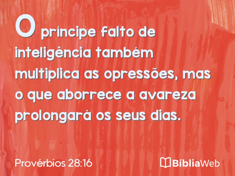 Provérbios 28:16 em imagem para compartilhar
