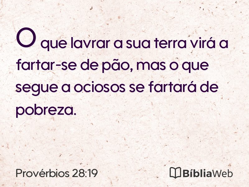 Provérbios 28:19 em imagem para compartilhar
