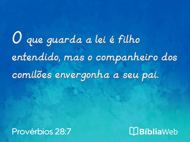 Provérbios 28:7 em imagem para compartilhar