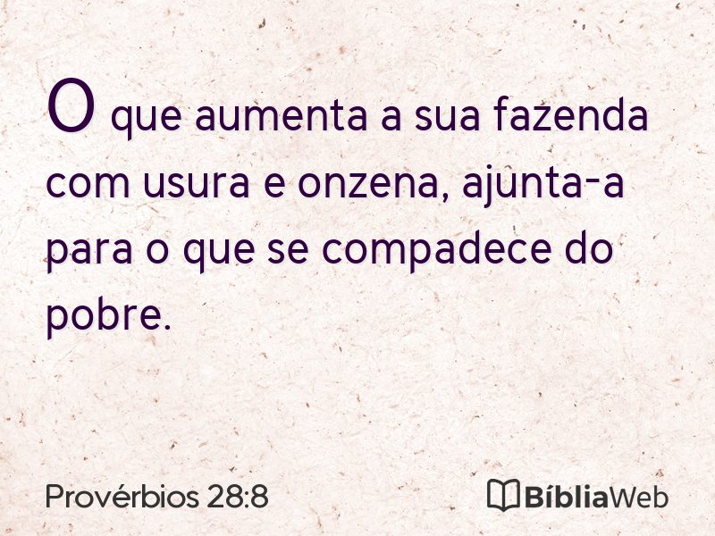 Provérbios 28:8 em imagem para compartilhar