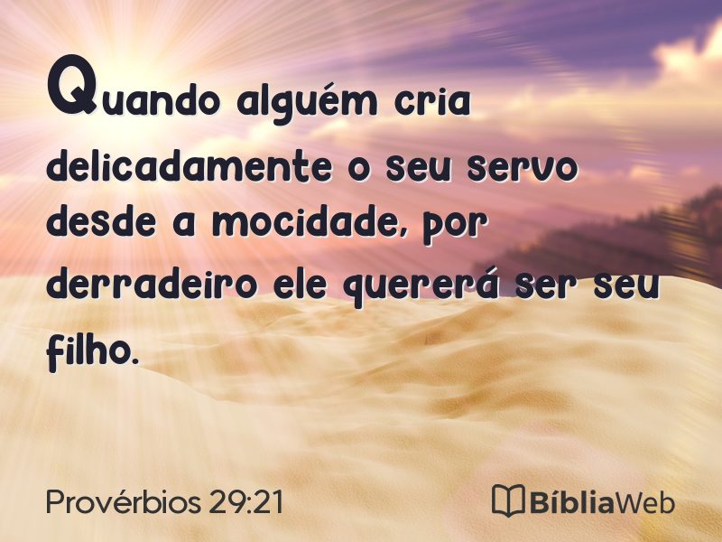 Provérbios 29:21 em imagem para compartilhar