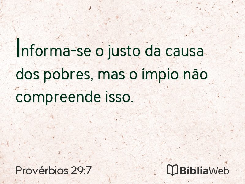 Provérbios 29:7 em imagem para compartilhar