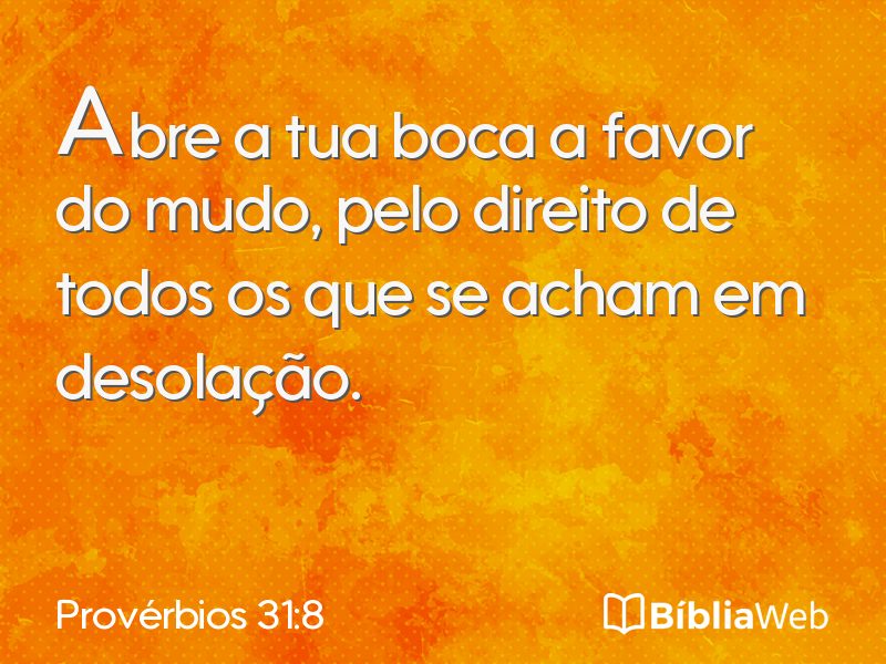 Provérbios 31:8 em imagem para compartilhar