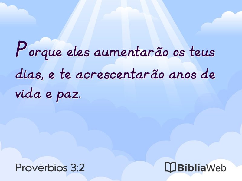 Provérbios 3:2 em imagem para compartilhar