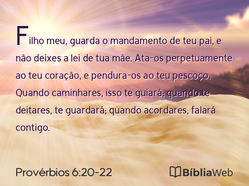 Provérbios 6:20-22 em imagem para compartilhar