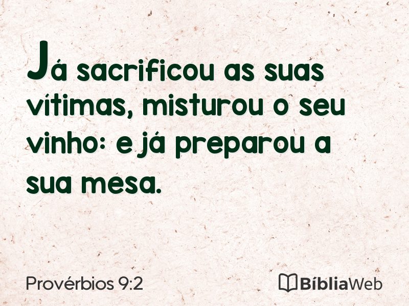 Provérbios 9:2 em imagem para compartilhar