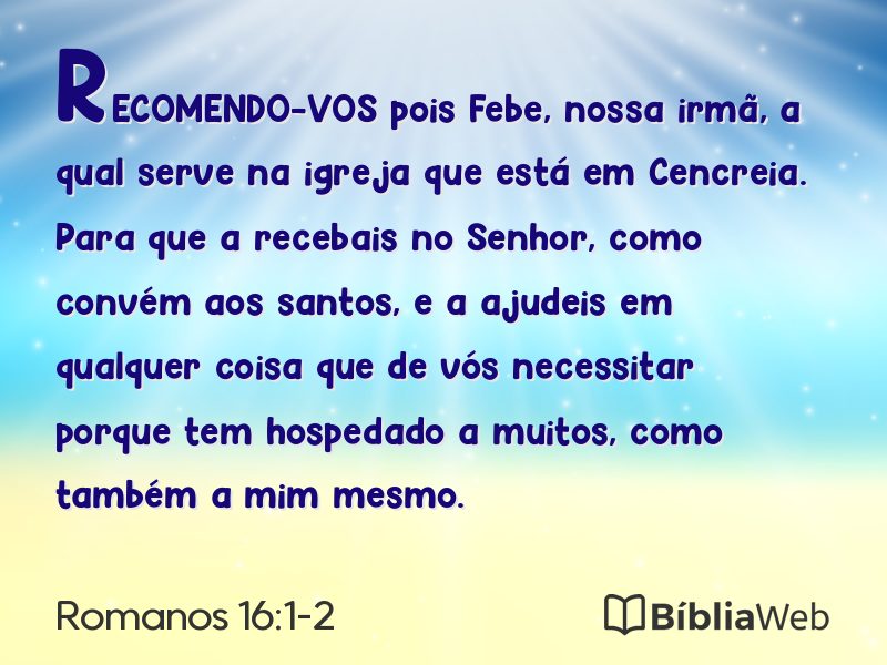 Romanos 16:1-2 em imagem para compartilhar