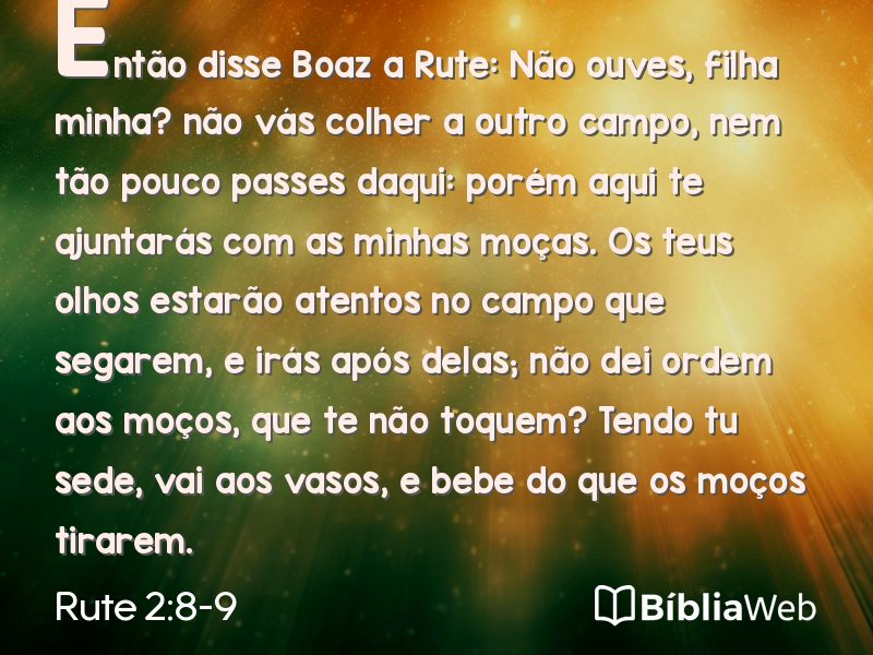 Rute 2:8-9 em imagem para compartilhar