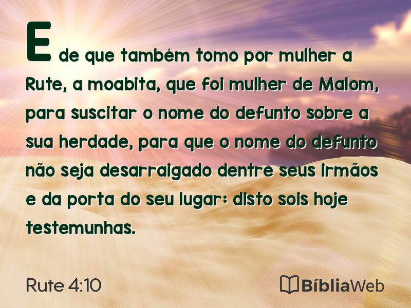 Rute 4:10 em imagem para compartilhar