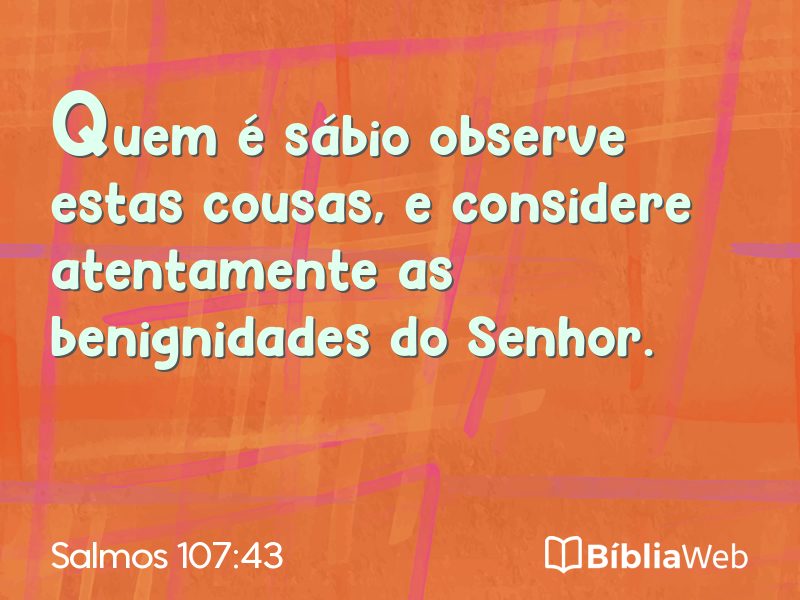 Salmos 107:43 em imagem para compartilhar