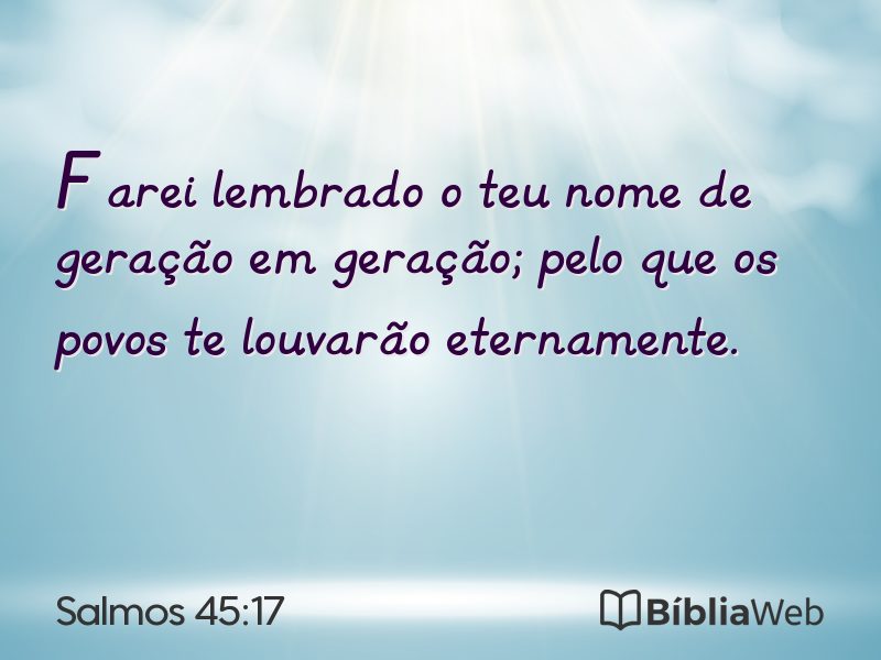 Salmos 45:17 em imagem para compartilhar