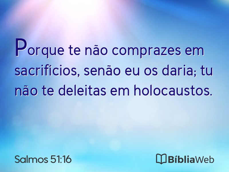 Salmos 51:16 em imagem para compartilhar