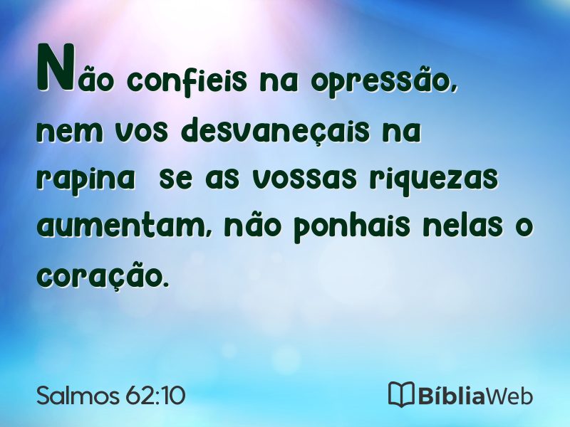 Salmos 62:10 em imagem para compartilhar