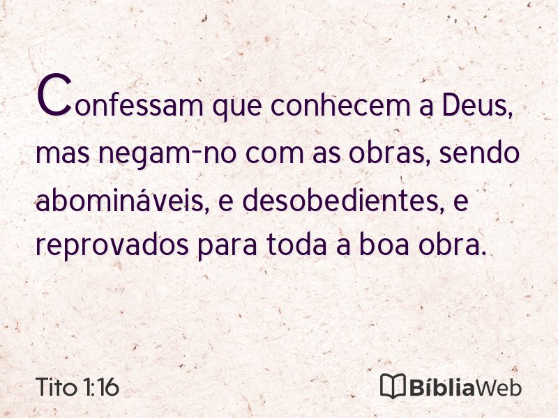Tito 1:16 em imagem para compartilhar