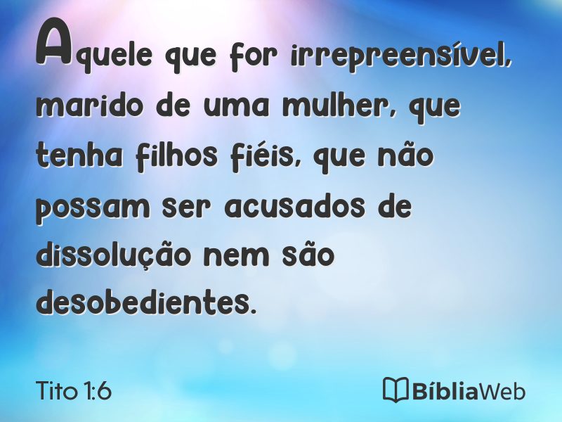Tito 1:6 em imagem para compartilhar