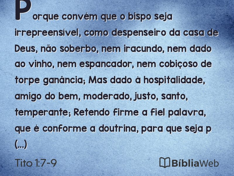 Tito 1:7-9 em imagem para compartilhar