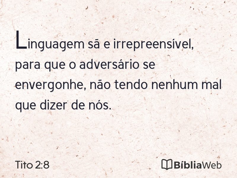 Tito 2:8 em imagem para compartilhar