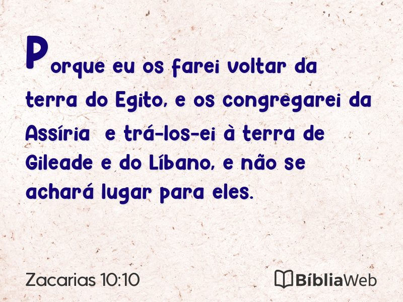 Zacarias 10:10 em imagem para compartilhar