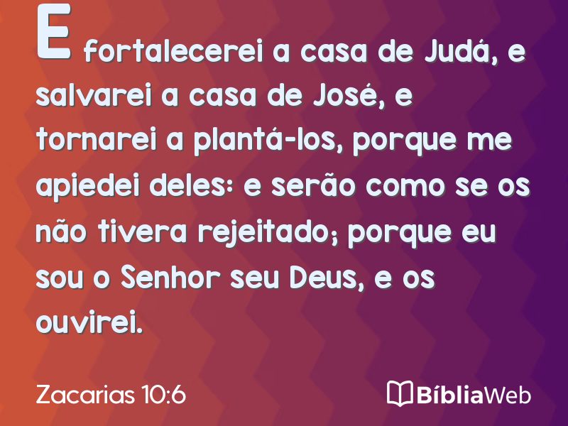 Zacarias 10:6 em imagem para compartilhar