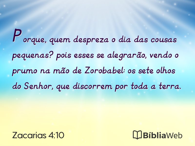 Zacarias 4:10 em imagem para compartilhar