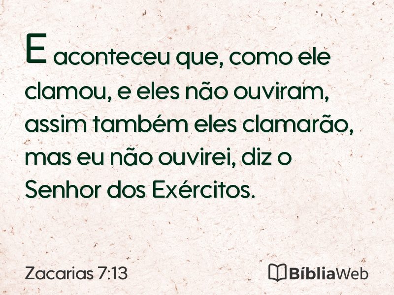 Zacarias 7:13 em imagem para compartilhar