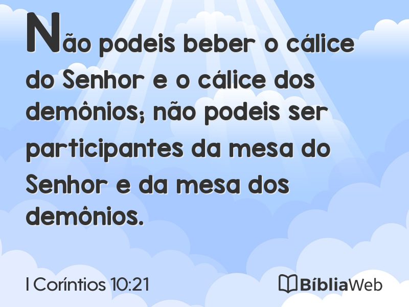 I Coríntios 10:21 em imagem para compartilhar