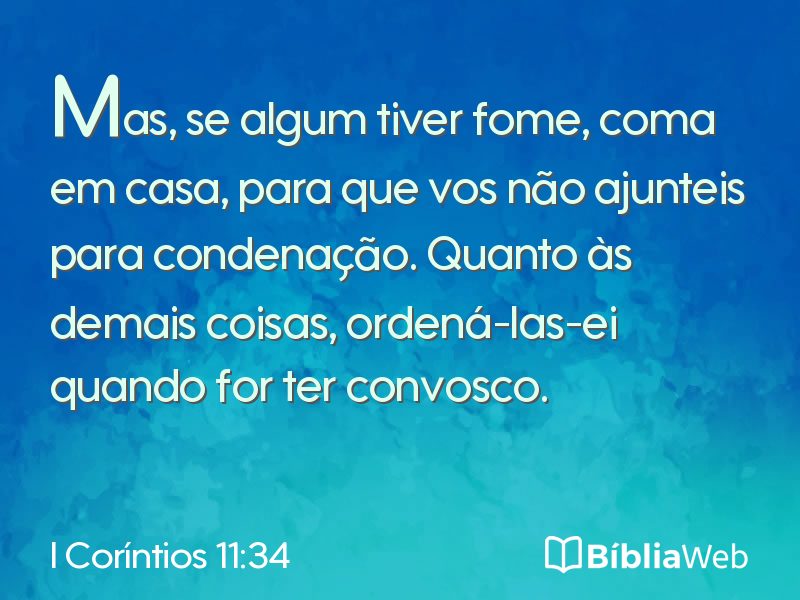 I Coríntios 11:34 em imagem para compartilhar