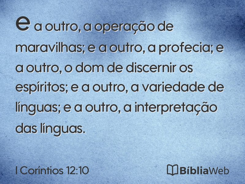 I Coríntios 12:10 em imagem para compartilhar