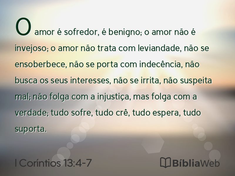 I Coríntios 13:4-7 em imagem para compartilhar