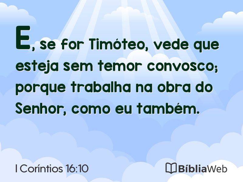 I Coríntios 16:10 em imagem para compartilhar