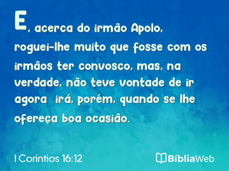 I Coríntios 16:12 em imagem para compartilhar