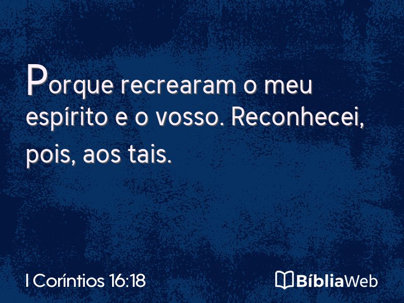 I Coríntios 16:18 em imagem para compartilhar