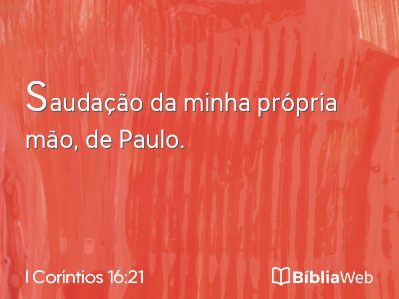 I Coríntios 16:21 em imagem para compartilhar